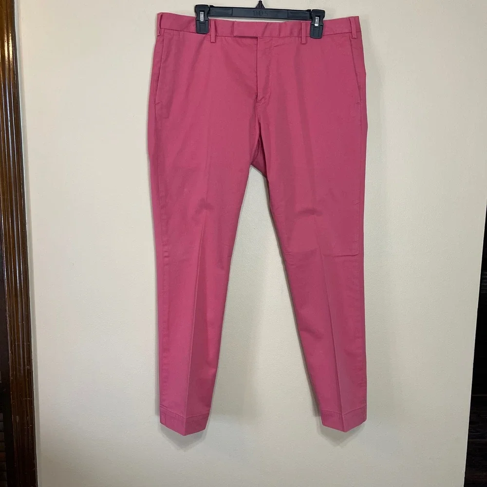 Polo Ralph‎ Lauren Mens Stretch Slim Fit Chino Pants Pink 36x30 Cotton Blend